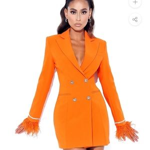 Feathered Blazer Dress